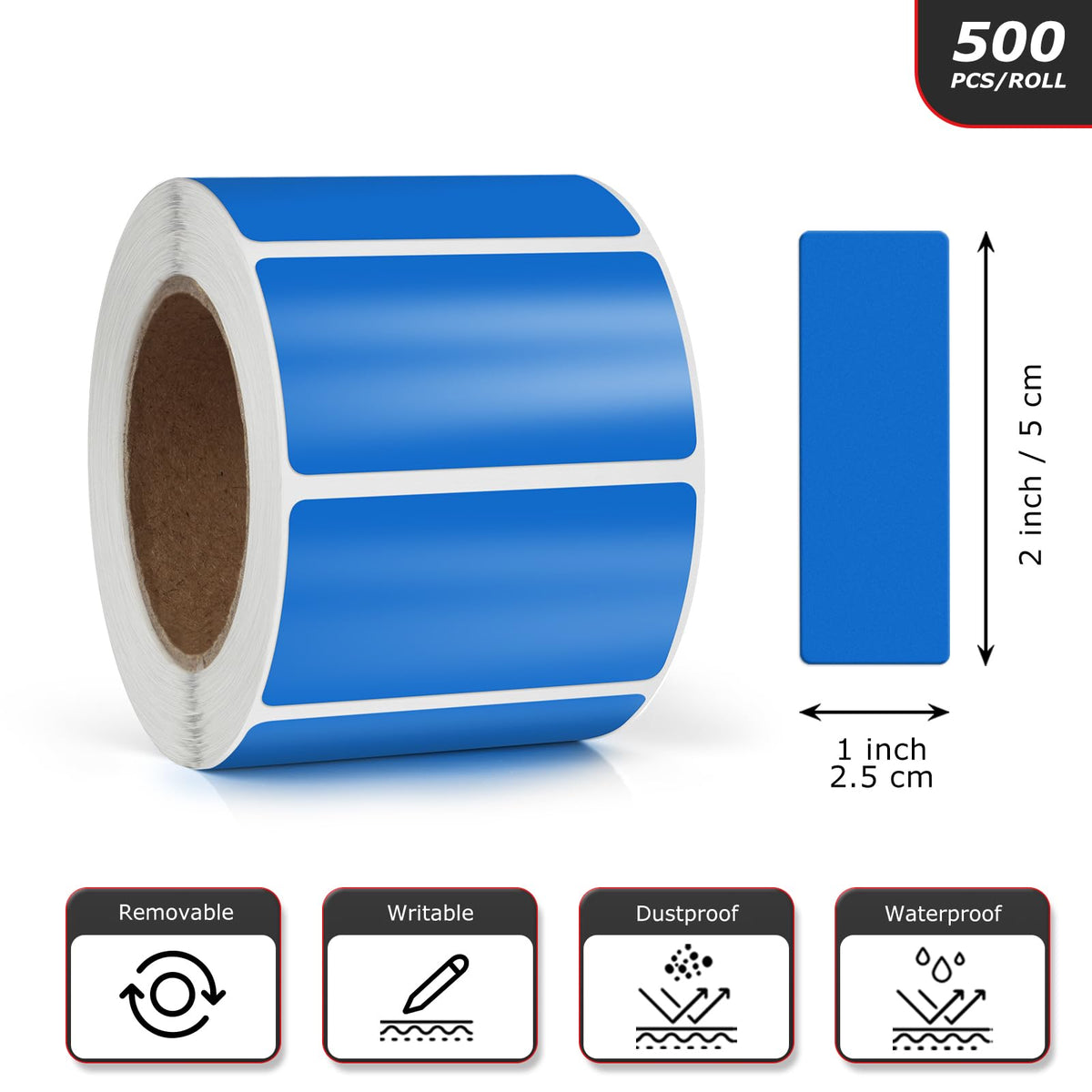 Rectangle Stickers 2 x 1 Inch (Red & Blue)