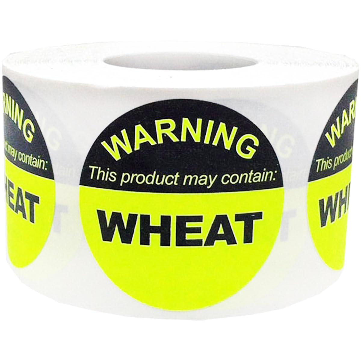 Food Allergy Warning Labels This Product May Contain Wheat 1.5 Inch Round Circle Dots 500 Adhesive Stickers