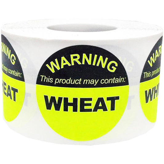 Food Allergy Warning Labels This Product May Contain Wheat 1.5 Inch Round Circle Dots 500 Adhesive Stickers
