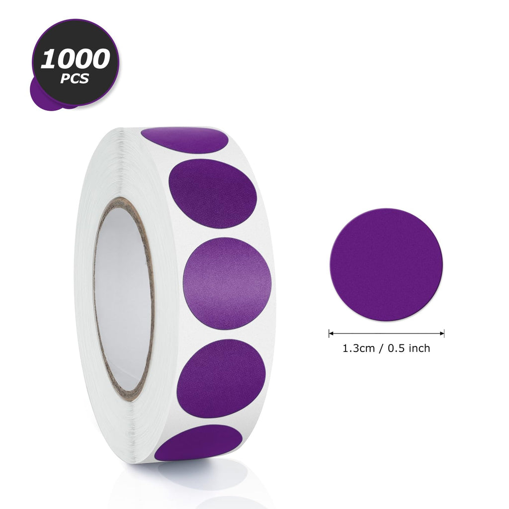 Purple Circle Stickers 3/4 Inch Color Coding Dot Labels 1000 Pcs Purple
