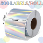 Kosiz 1000 Labels/ 2 Rolls Holographic Thermal Sticker Labels Self Adhesive Printable Thermal Rainbow Stickers for DIY Logo Design Qr Code Name Tag(Rectangular Style,2.25" X 1.25") 2.25" X 1.25" Rectangular Style