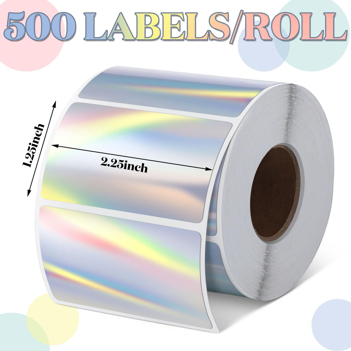 Kosiz 1000 Labels/ 2 Rolls Holographic Thermal Sticker Labels Self Adhesive Printable Thermal Rainbow Stickers for DIY Logo Design Qr Code Name Tag(Rectangular Style,2.25" X 1.25") 2.25" X 1.25" Rectangular Style