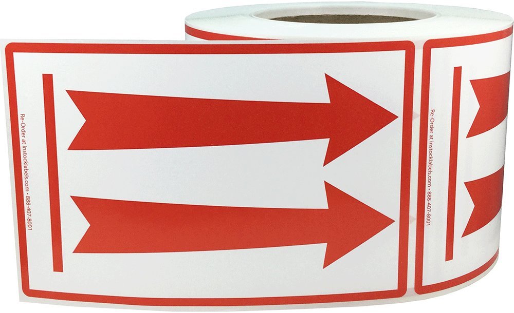 Air Specialty Up Red Arrow Labels 4 x 6 Inch 500 Adhesive Stickers Per Roll