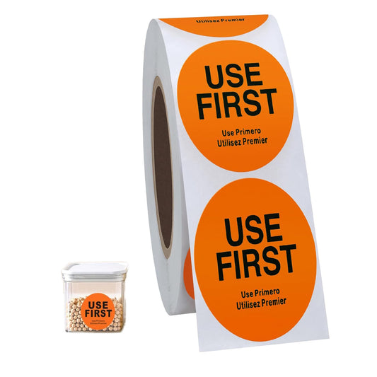 500PCS Use First Stickers Food Service, 1.5 Inch Small Circle Stickers Inventory Control Labels Restaurant Quality Food Labels Permanent Adhesive Dot Labels (Orange)