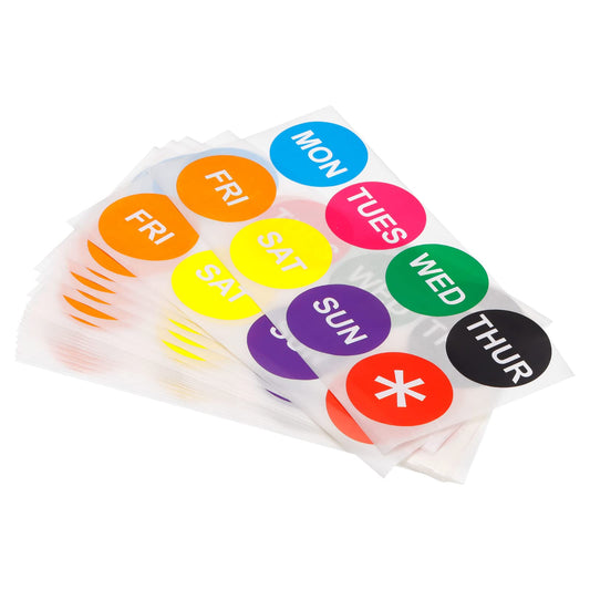 PATIKIL 7 Days of The Week Labels Color Coding Sticker Round 50mm for Food Rotation Labels with a Symbol Count 160 20