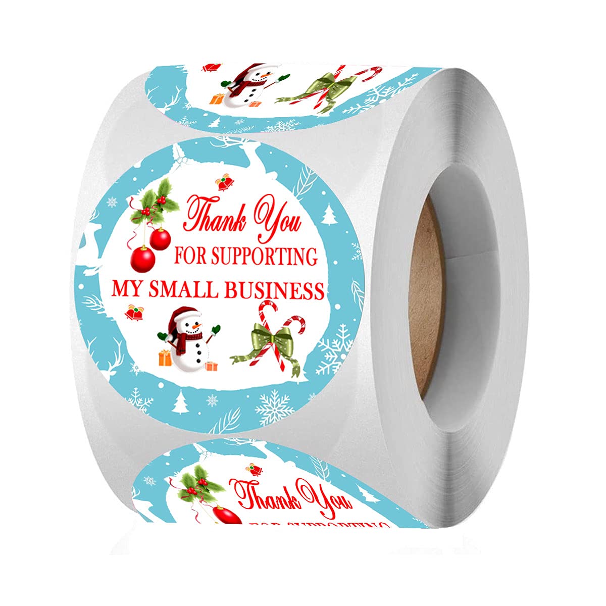 Christmas Business Sticker Labels,2 Inch Round Thank You for Supporting My Small Business Packaging Stickers, Holiday Label/Christmas Business Ornament Labels(500 Pcs)
