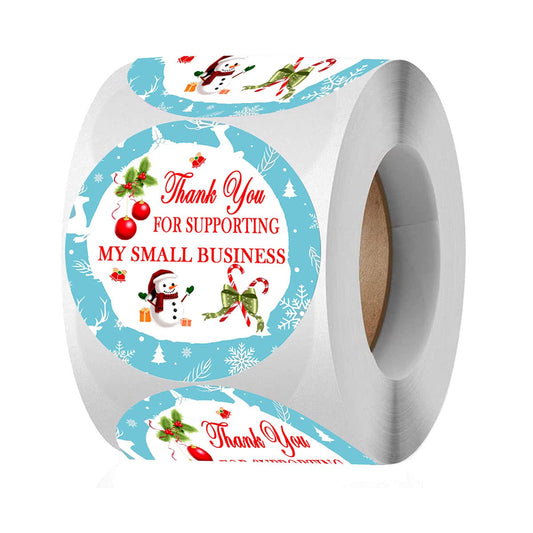 Christmas Business Sticker Labels,2 Inch Round Thank You for Supporting My Small Business Packaging Stickers, Holiday Label/Christmas Business Ornament Labels(500 Pcs)