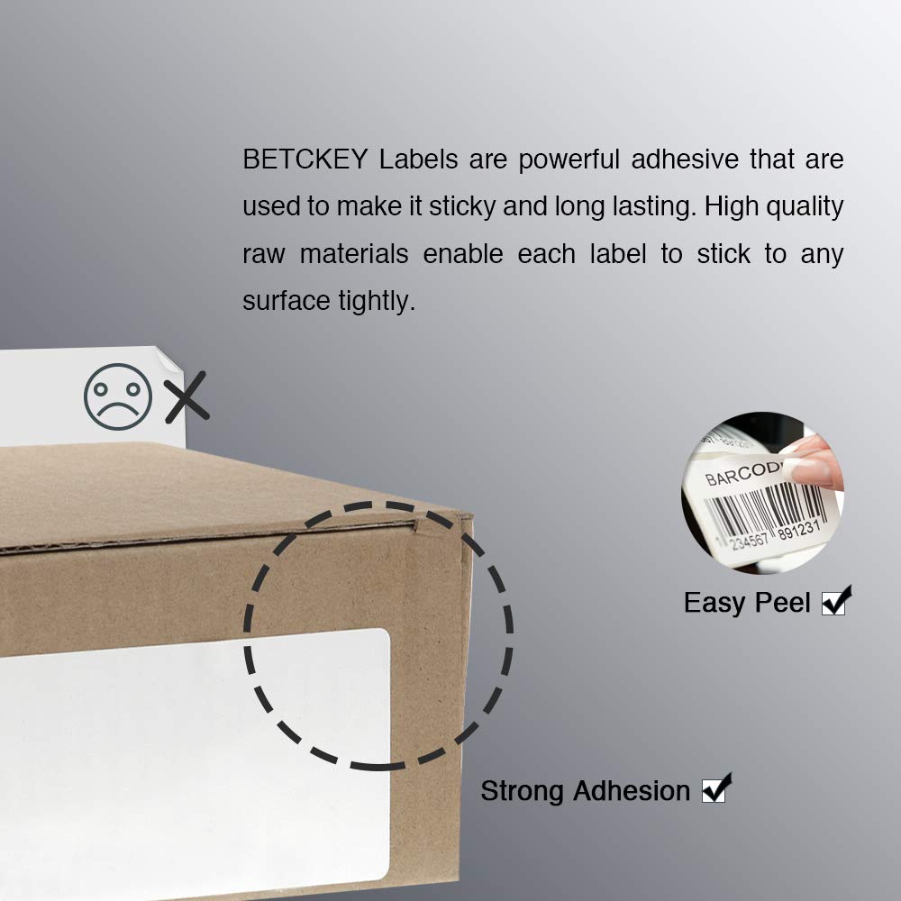 BETCKEY - 2.625" x 1" (67 mm x 25 mm) Thermal Labels, [2 Roll/4000 Labels]