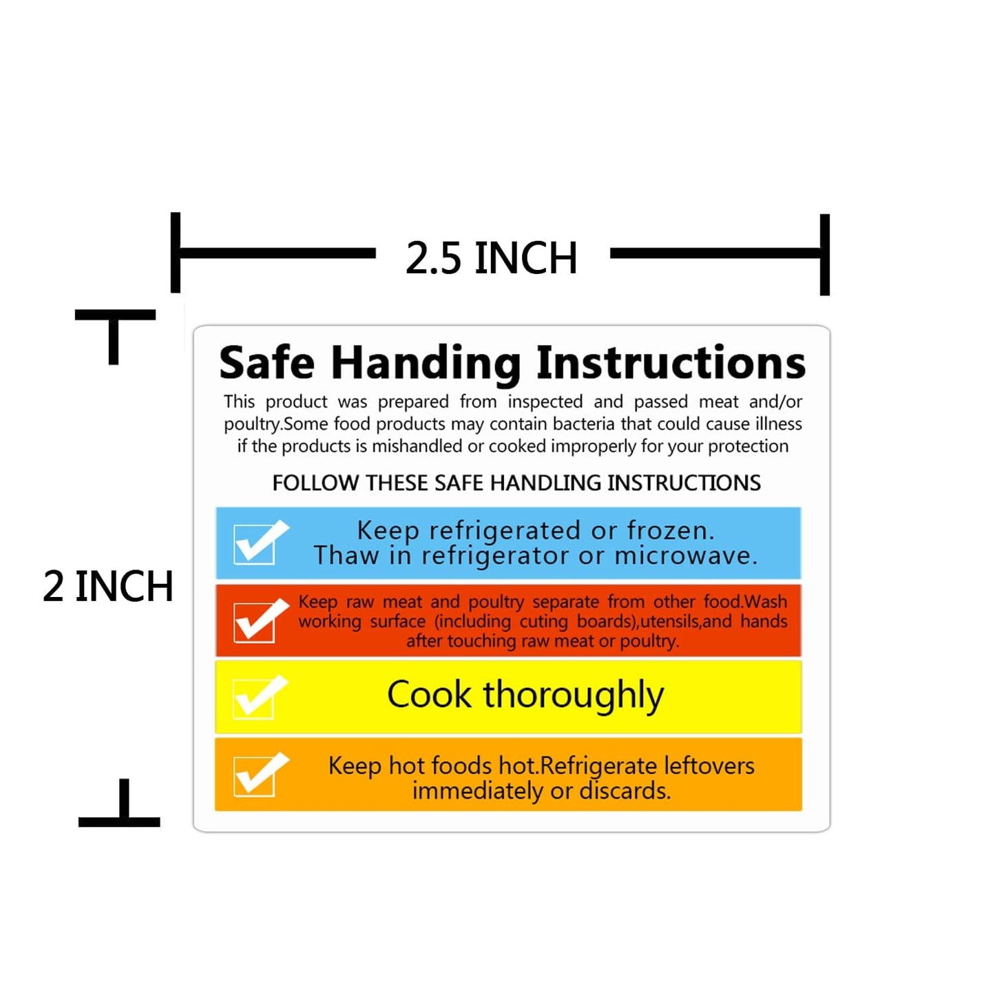 Food Safe Handling Instructions Stickers,2.5x2 Inch Food Package Labels 300 Pcs Per Pack