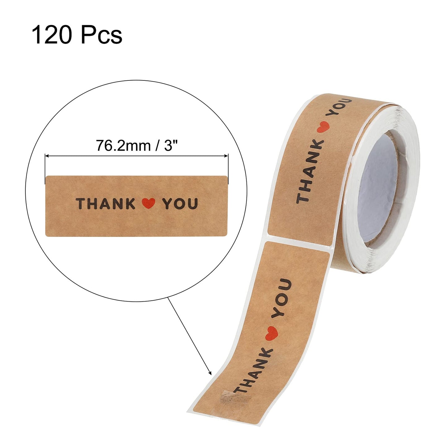 MECCANIXITY 1 Roll Thank You for Stickers 1x3 Inch Adhesive Rectangle Gift Seal Labels for DIY, Business, 120 Count/Roll