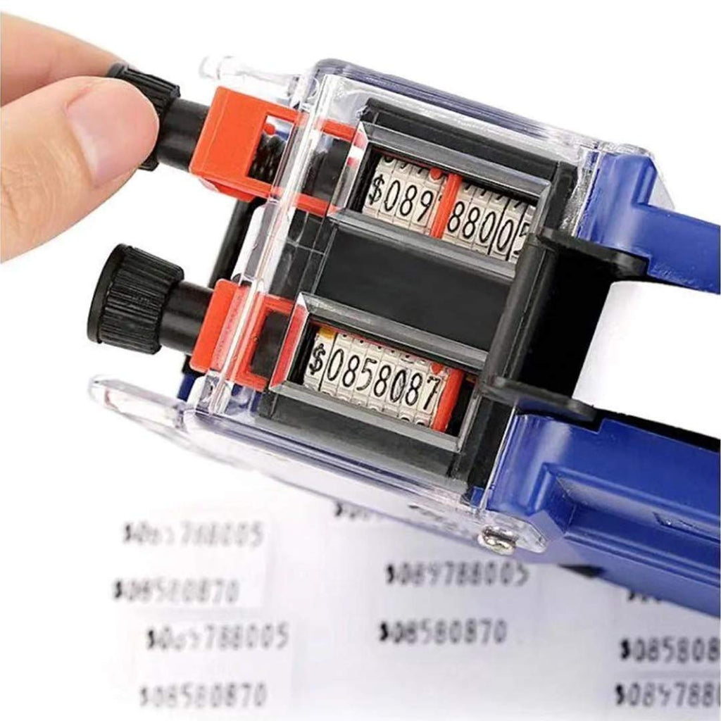 MX-6600 Pricing Tag Gun, 2 Line 20 Bit Pricing Sticker Gun, Labeler-Sticker Maker Machine,Label Maker Kit:1 Price Label Printer Machine, 5 Roll Labels (Blue)