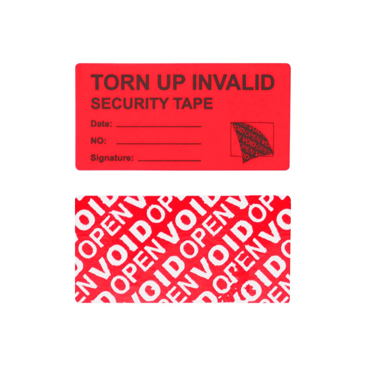 Solitary Walker 100Pcs Tamper Evident Security Labels 1x2 inch Red Complete Transfer Tamper Proof Stickers Safety Torn up Invalid Seals Tape 1 x 2 inch