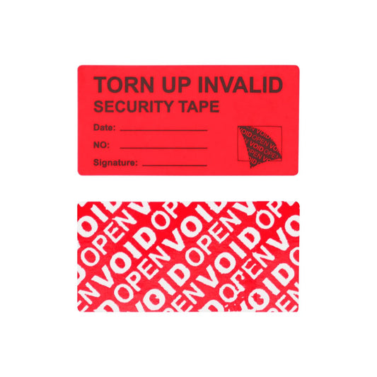 Solitary Walker 100Pcs Tamper Evident Security Labels 1x2 inch Red Complete Transfer Tamper Proof Stickers Safety Torn up Invalid Seals Tape 1 x 2 inch