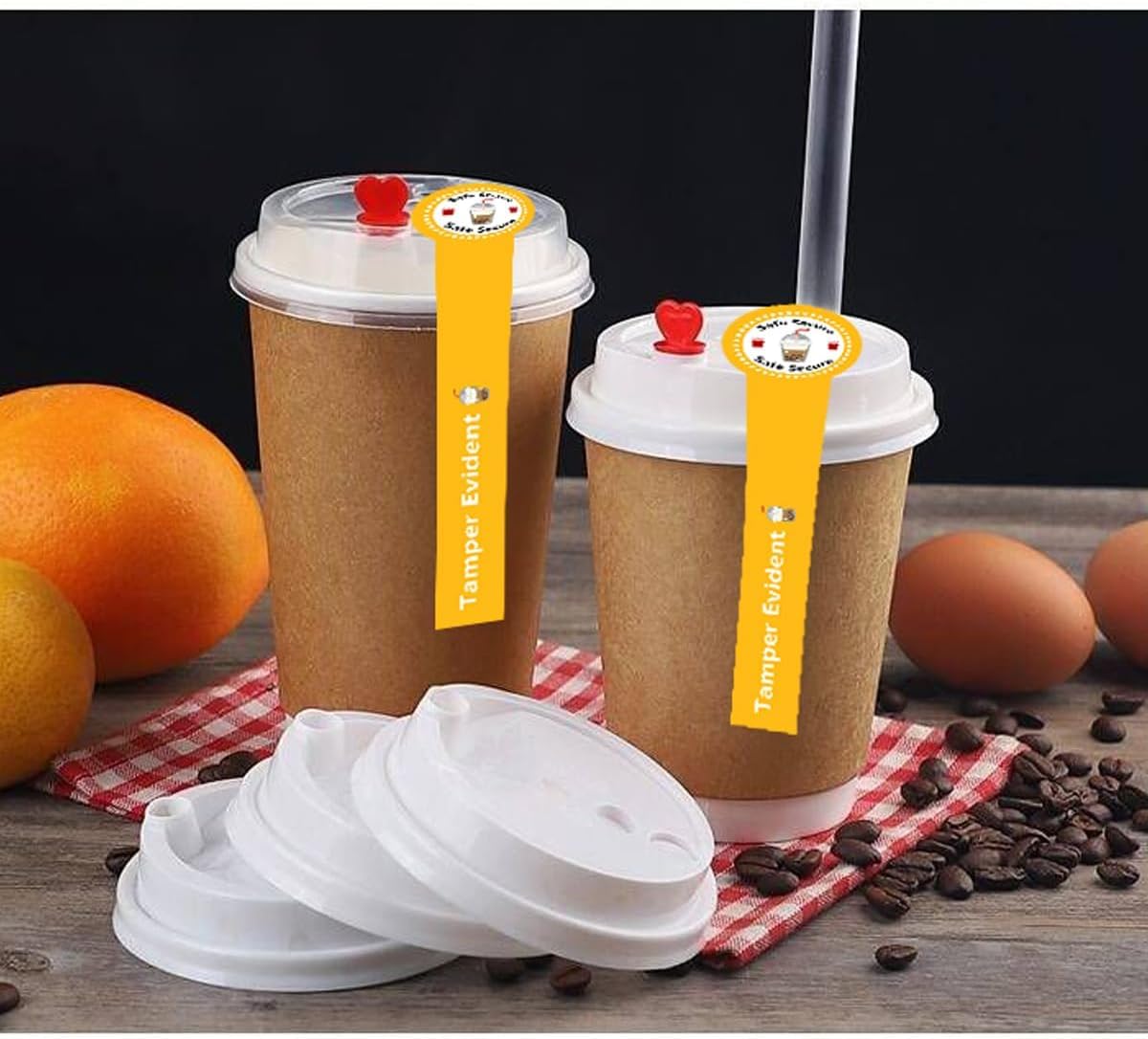 Safe Secure Tamper Evident Seals Stickers for Drink Lids,1" x 9" Orange Food Delivery Stickers Labels for Freshness Labels Drink Food Seal Stickers.(500PCS)