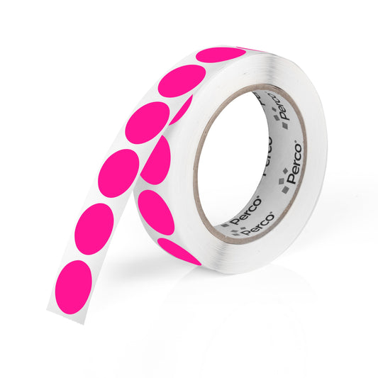 Perco Fluorescent Pink 1-Inch Round Circle Dot Sticker Labels with Permanent Adhesive - 1,000 Labels per Roll - Vibrant Colors, Strong Adhesion - Made in USA 1 Roll