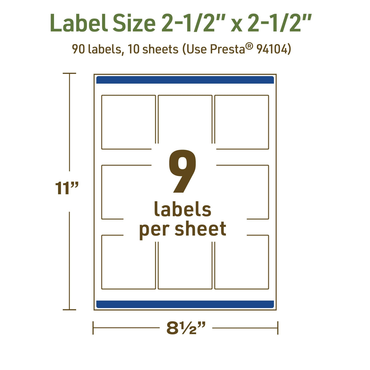 Avery® Dissolvable Square Labels, Sure Feed® Technology, 2.5" x 2.5", Matte White, Laser/Inkjet Printable, 90 Labels Total, Freezer-Safe, Microwave-Safe, Refrigerator-Safe