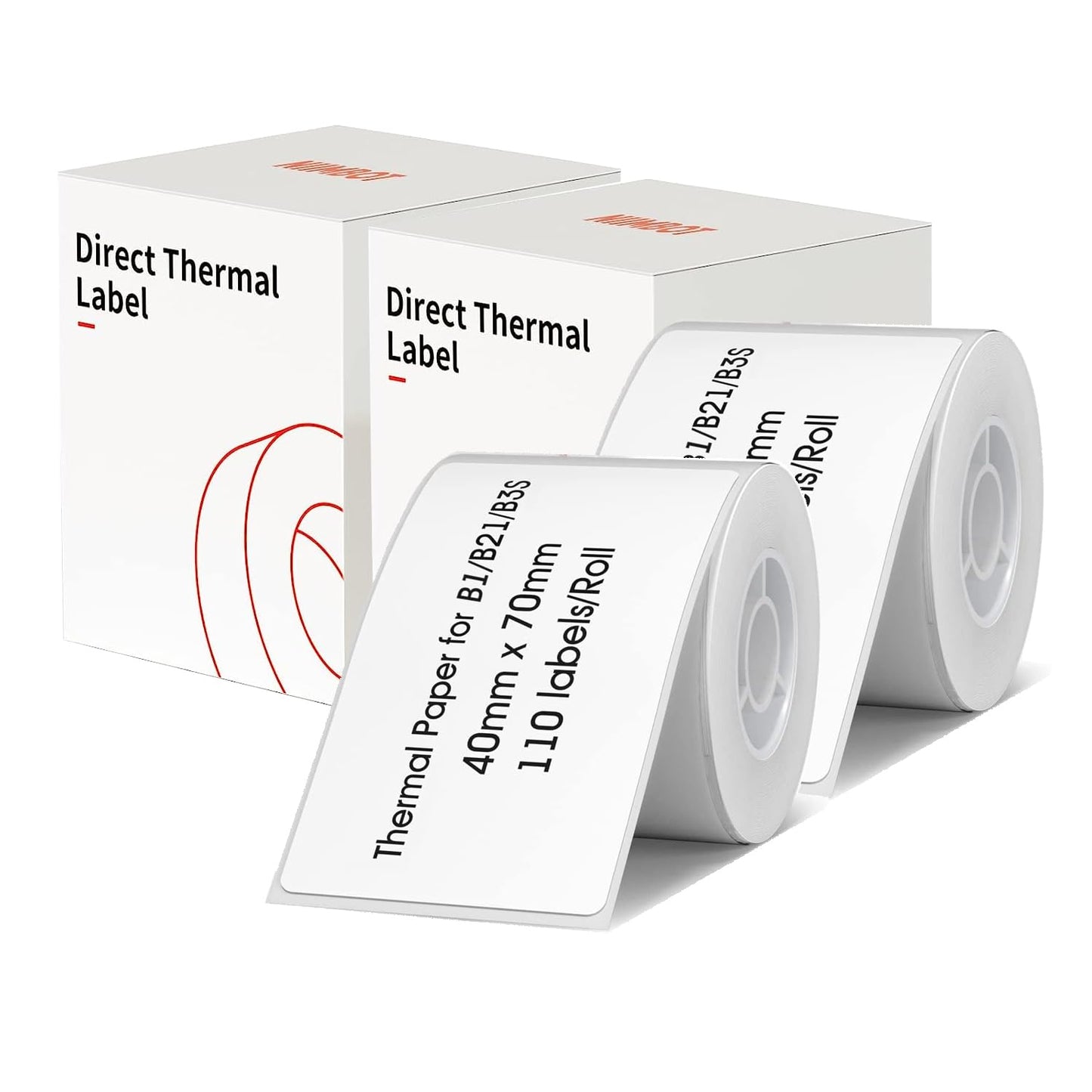 B1 B21 B3S Label Maker Tape Adapted Labels Sticker 1.57" x 2.75" (40x70mm) Standard Laminated Office Container Labeling Tape Replacement for Niimbot B21 B1 B3S Label Maker (2 Rolls, White) 2*1.57" x 2.75"