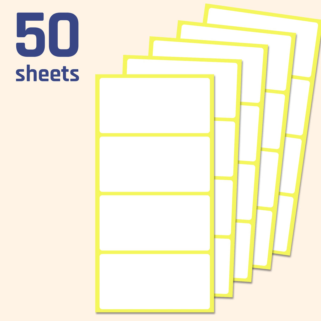 Set of 200 matte white all-purpose labels for storage bins, 4" x 2" size, from TownStix, suitable for organizing and labeling.
