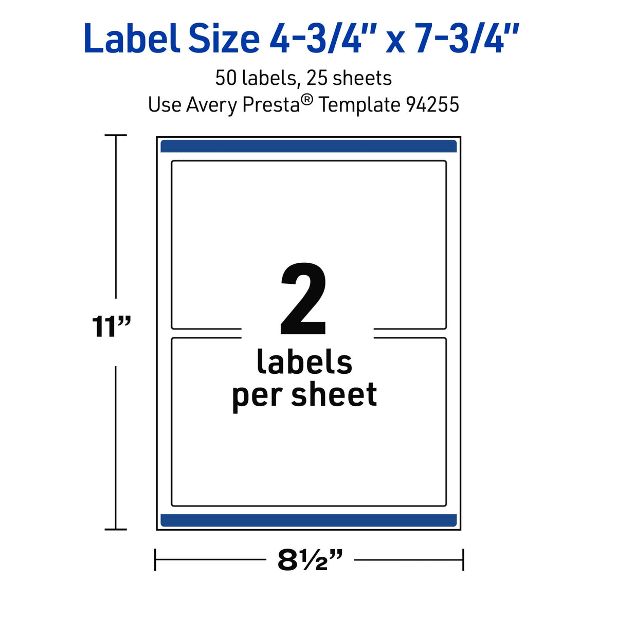 Avery Outdoor Waterproof Rectangle Labels with Sure Feed Technology, 4.75" x 7.75", White Film, Print-to-the-Edge, Compatible with Laser Printers, 50 Labels Total
