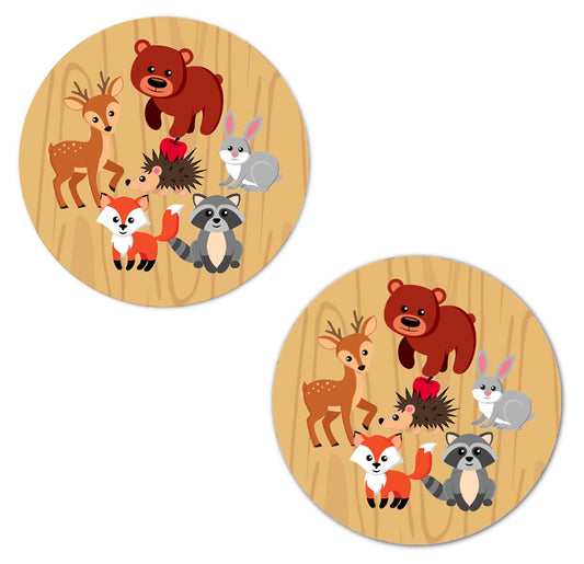 40 Woodland Creatures Round Stickers, Forest Animals 2 Inch Big Round Glossy Labels, Theme for Baby Shower, Birthday, Baby Sprinkle Shower, Great for Party Favors, Tags, Games. Made in USA