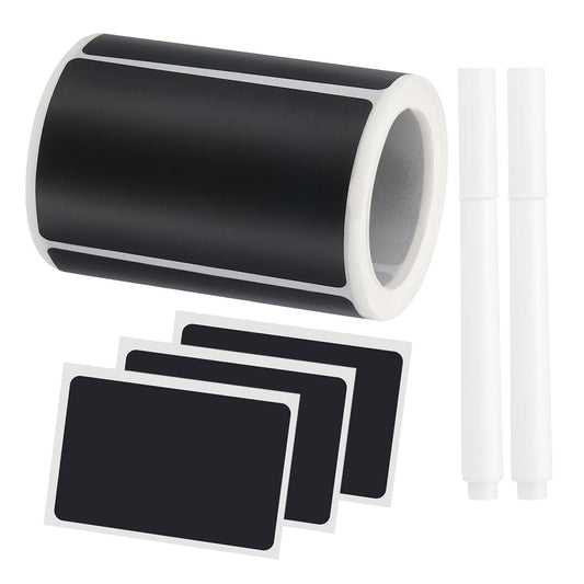 PATIKIL Chalkboard Labels, 120 Pcs Erasable Reusable Blackboard Stickers with 2 Liquid Chalk Pen, Waterproof Pantry Labels for Containers, Jars, Storage Bins (Rectangle)