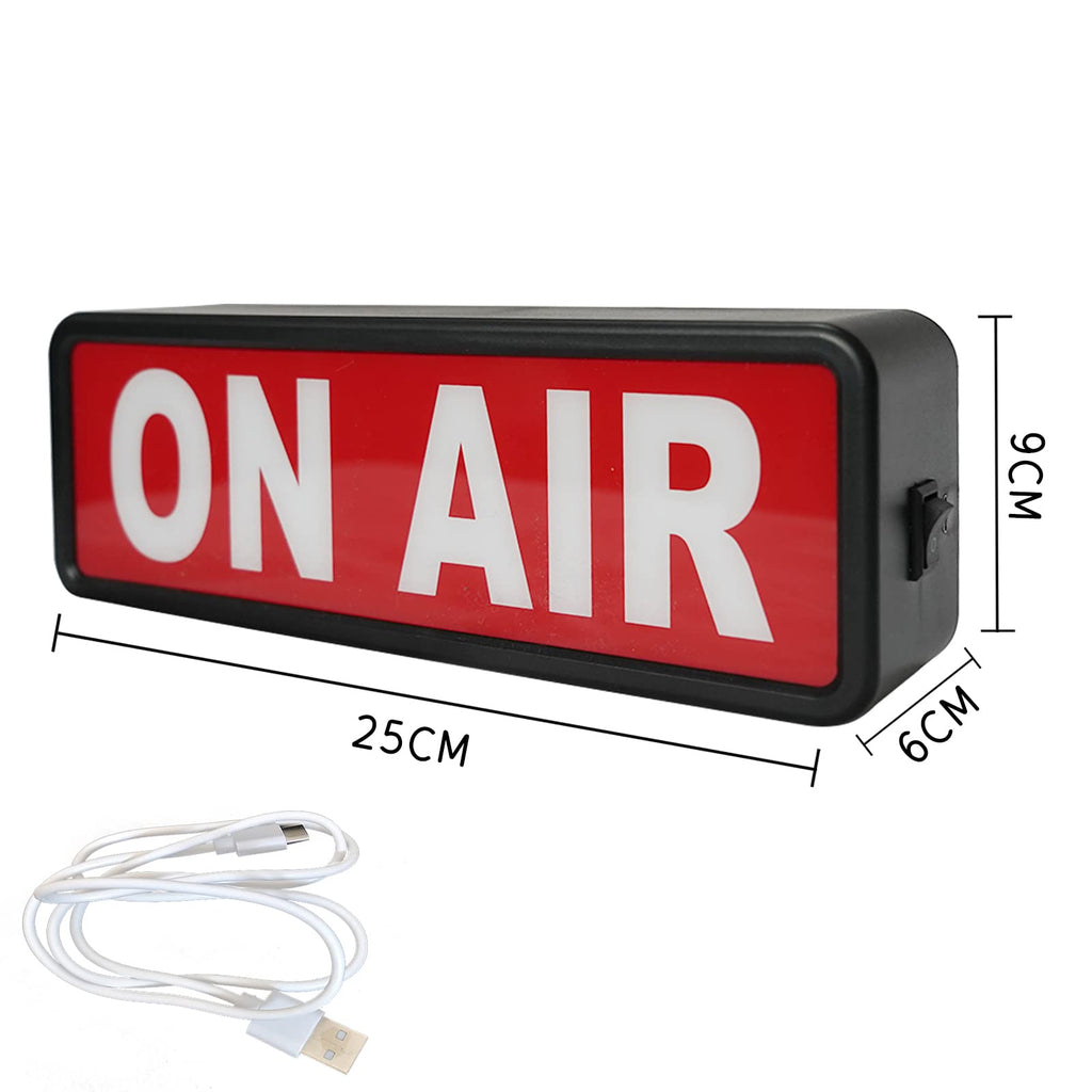 On Air Light Sign, Lighted Recording and Broadcast Warning Indicator, for Home Studio, Company, Desk or Wall Decor, Black, with Remote Control black+Remote control