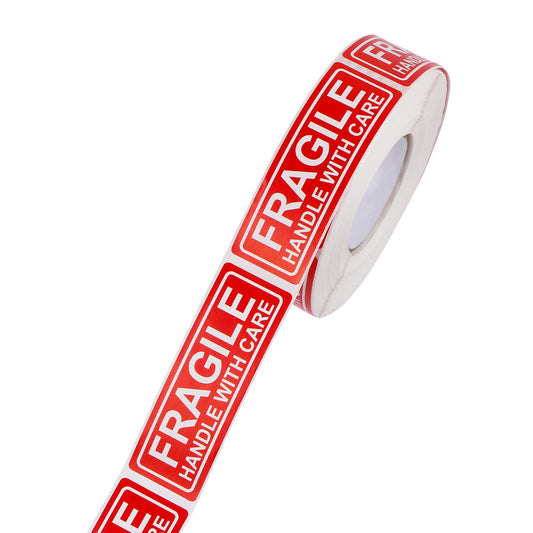 1" X 3" Fragile Handle with Care Warning Stickers for Shipping Moving and Packing, 500 Pcs Permanent Adhesive Labels, 1 Roll