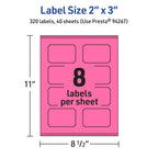 Avery Printable Rectangle Scalloped Labels, Sure Feed Technology, 2" x 3", Bright Pink Labels, Print-to-The-Edge, Laser/Inkjet Printable, 320 Total, Great for Mailing and Candles 320 labels