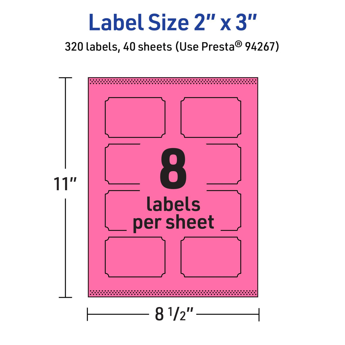 Avery Printable Rectangle Scalloped Labels, Sure Feed Technology, 2" x 3", Bright Pink Labels, Print-to-The-Edge, Laser/Inkjet Printable, 320 Total, Great for Mailing and Candles 320 labels