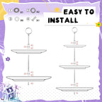 4 Set 3-Tier Cupcake Stand Hardware Handles, Tiered Tray Plate Hardware Kit, Zinc Alloy Cake Plate Stand Handle Fittings with Screws, Heavy Metal Cake Stands Holder, Round