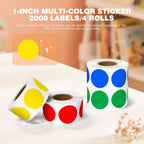 1 Inch 4 Colored Dot Stickers, 2000PCS Round Sticker Label Dots Red-yellow-blue-green 4Colors-2000PCS