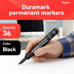 Staples Tank Permanent Markers, Chisel Tip, Black, 36 Pack