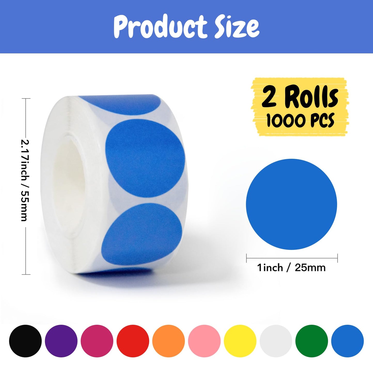 Dot Stickers Color Circle Sticker: 1Inch Circle Stickers 1000pcs Self-Adhesive Color Coding Labels 2Roll Round Labeling Stickers for Office Classroom Yard Garage Sale Price (Green) Green