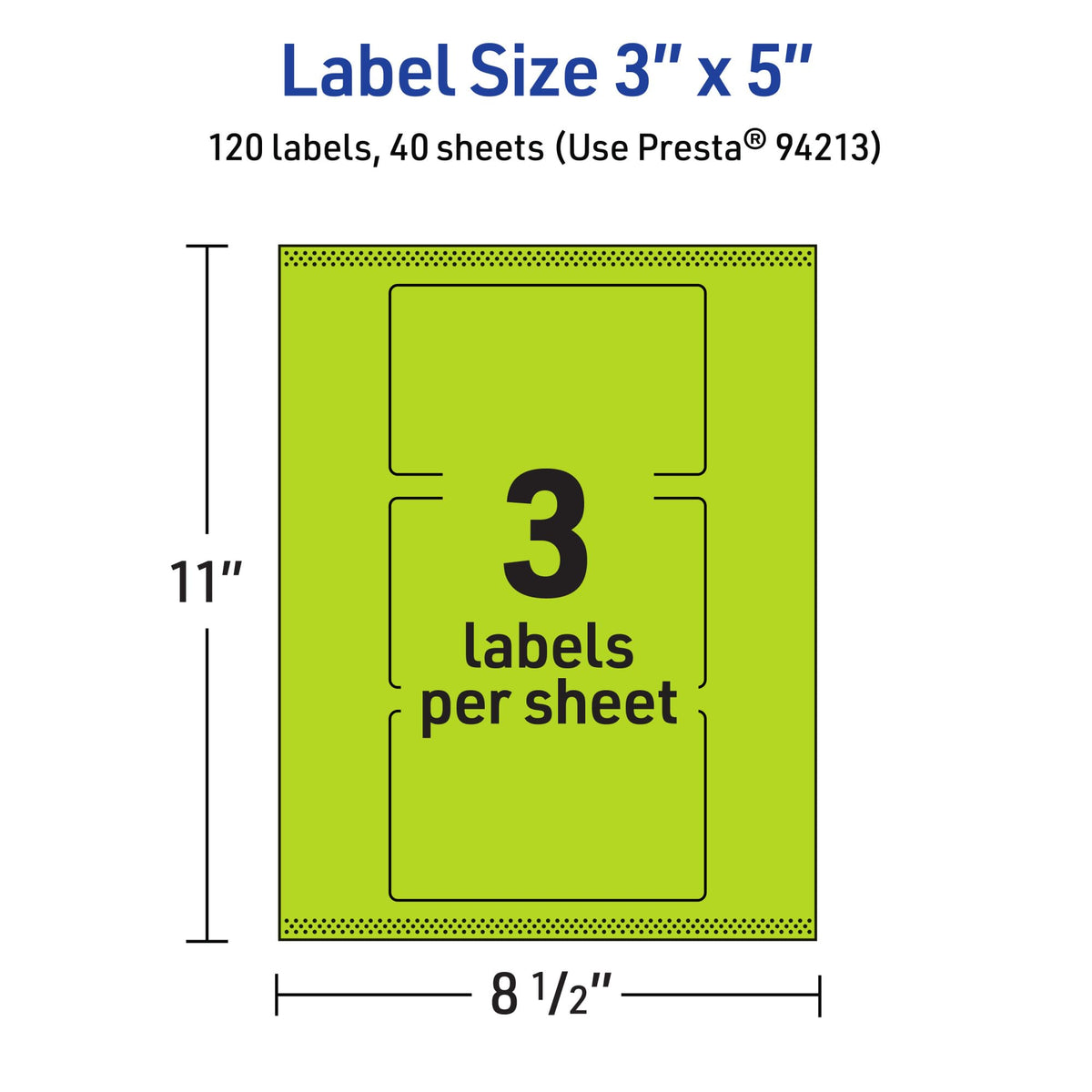 Avery Printable Rectangle Labels, Sure Feed Technology, 3" x 5", Bright Green Labels, Print-to-The-Edge, Laser/Inkjet Printable, 120 Total, Great for Shipping and Packaging 120 labels