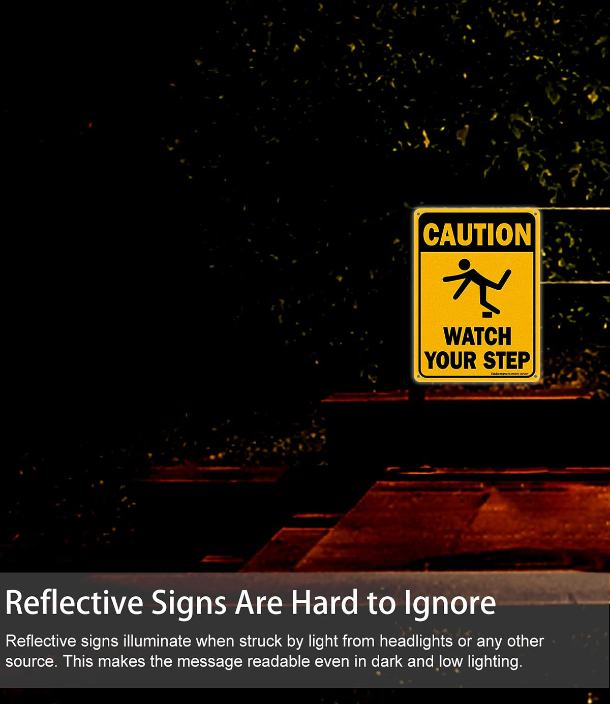 (4 Pack) Caution Watch Your Step Sign Safety Sign, 10 x 7 Inches rectangle, .040 Rust Free Aluminum, UV Protected and Waterproof, Weather Resistant, Durable Ink, Easy to Mount
