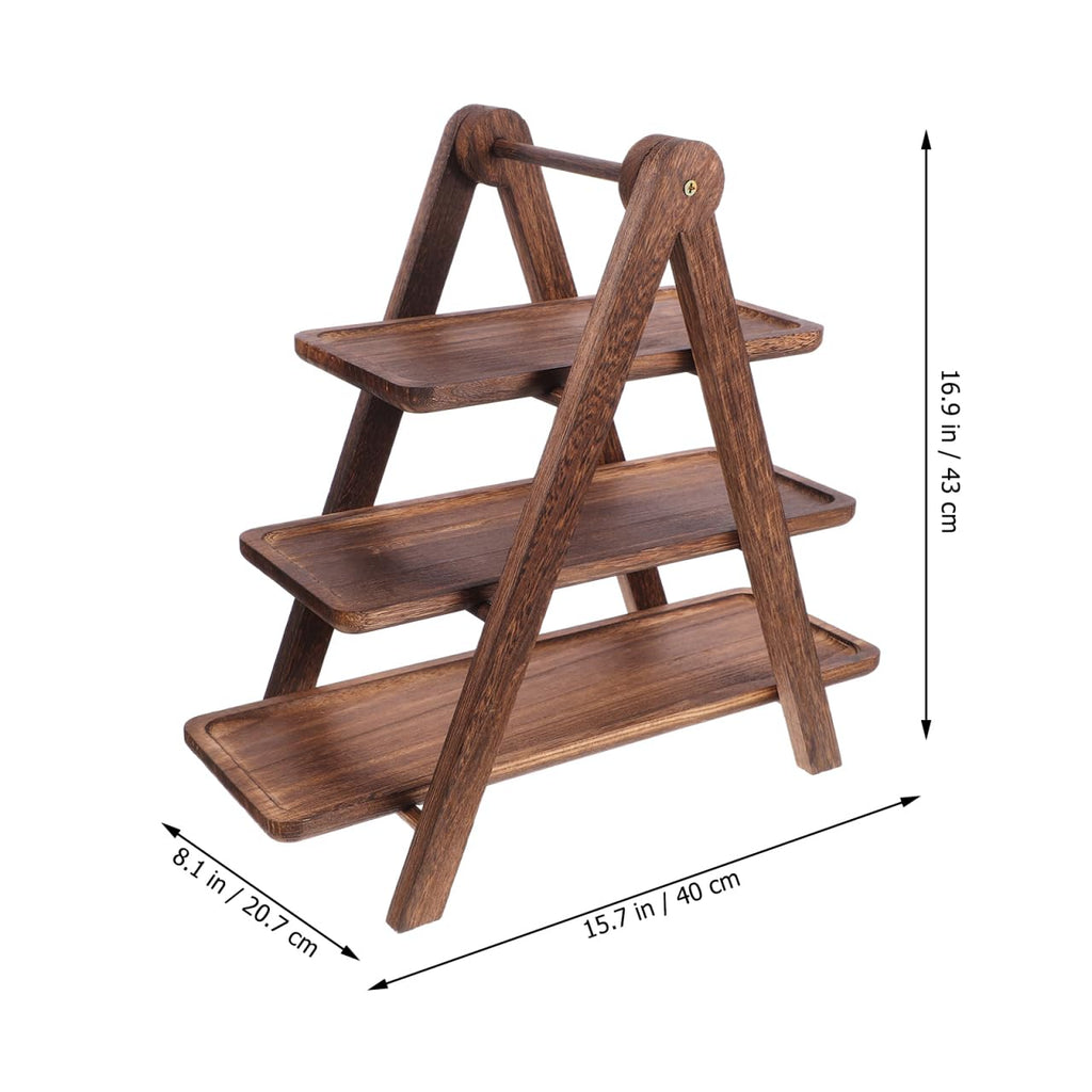 CALLARON Wooden Three-Tier Tray Storage Rack Brown