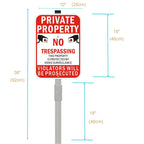 2Pack Private Property No Trespassing Signs with 36 inch Stakes, 14x10 Inches Video Surveillance Warning Sign for Home House Yard Security, Fade Resistant Aluminum 10X14" with stake