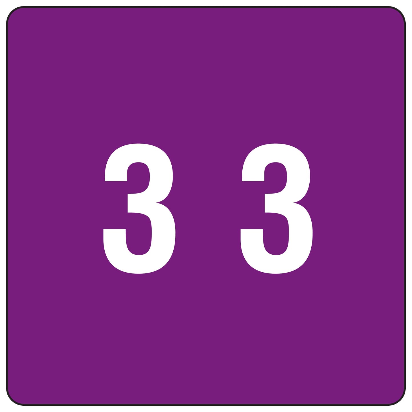 Smead DCC Color-Coded Numeric Label, 3, Label Roll, Purple, 250 Labels per Roll (67423)