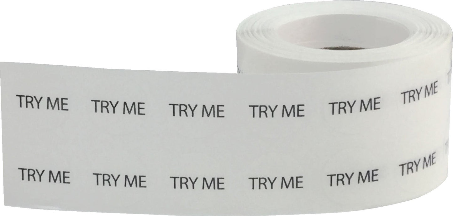 Clear Try Me Stickers, 1/2 Inch Round, 1000 Labels on a Roll Clear