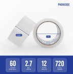 Packedge Clear Packing Tape, 12 Rolls, 1.88 in x 60 Yd Heavy Duty Shipping