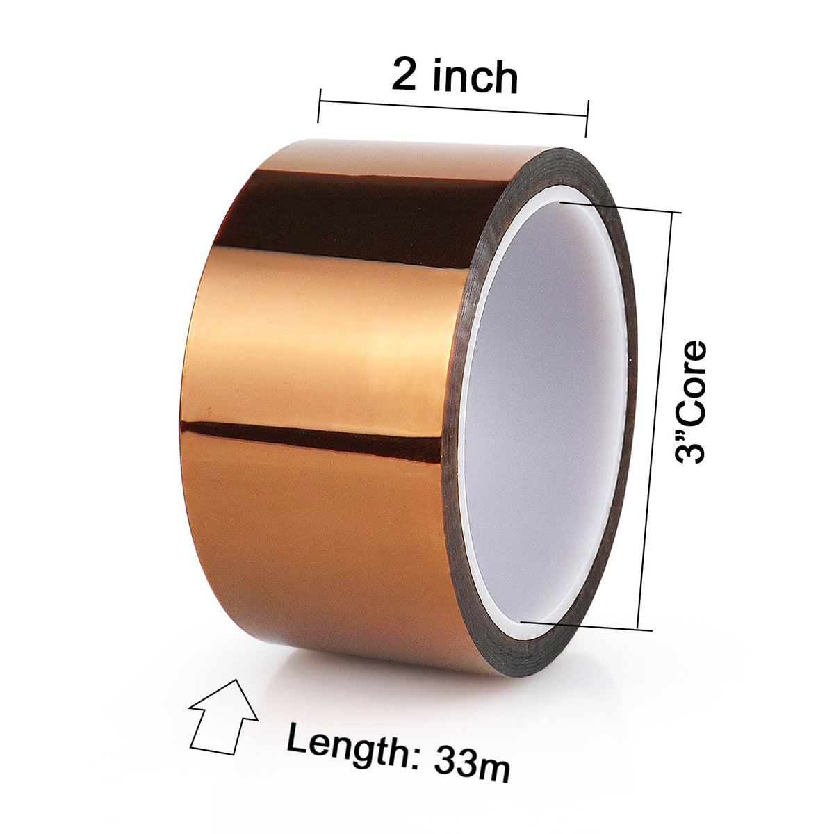 BOMEI PACK Polyimide Tape, 3 Pack High-Temperature Resistant Tape 2inch x 33m(108ft), No Residue Heat-Resistant Tape for Electric Task, 3D Printing, Soldering, Sublimation, Masking