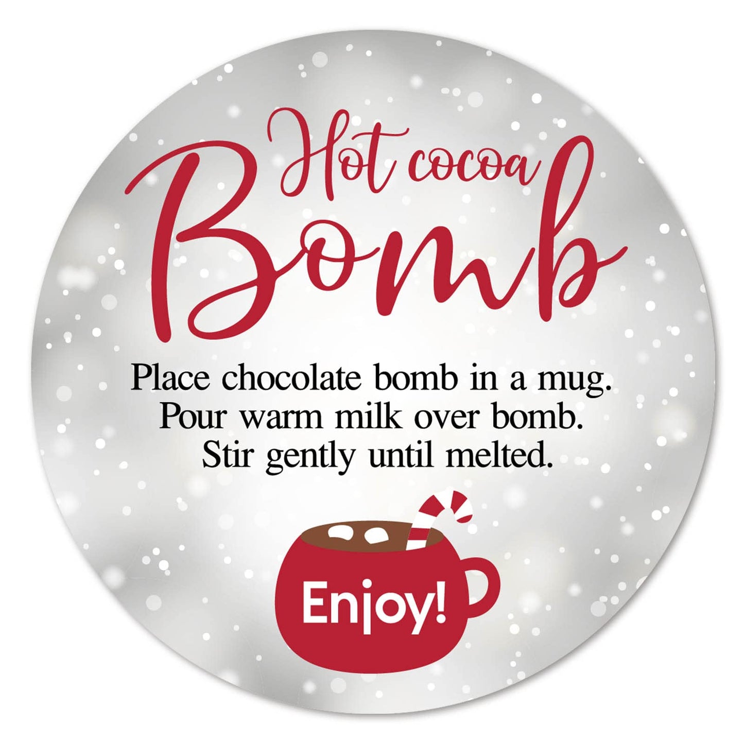 Christmas Hot Cocoa Bomb Stickers, 40-Pack 2in Hot Cocoa Bomb Sticker Labels