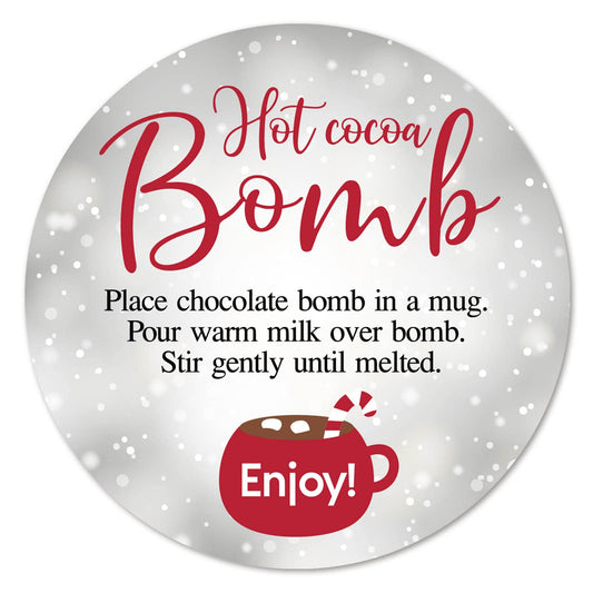 Christmas Hot Cocoa Bomb Stickers, 40-Pack 2in Hot Cocoa Bomb Sticker Labels