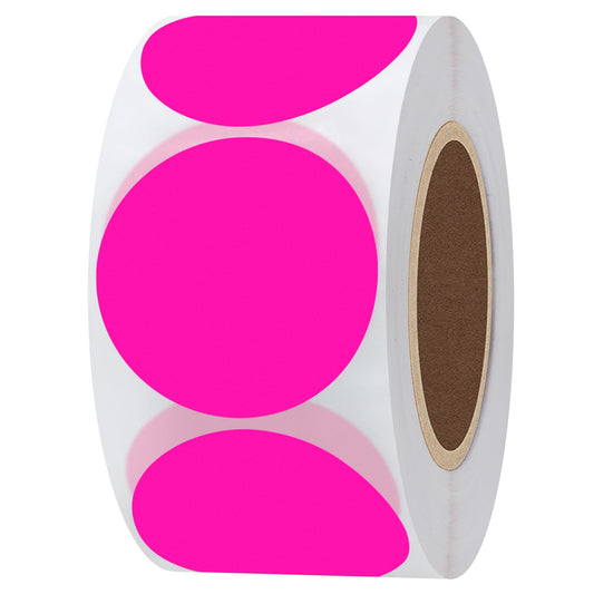 Hybsk 1.5 Inch Blank Color Coding Labels Inventory Management Home Organization Target Pasters for Shooting 500 Adhesive Stickers Per Roll (Fluorescent Pink) Fluorescent Pink