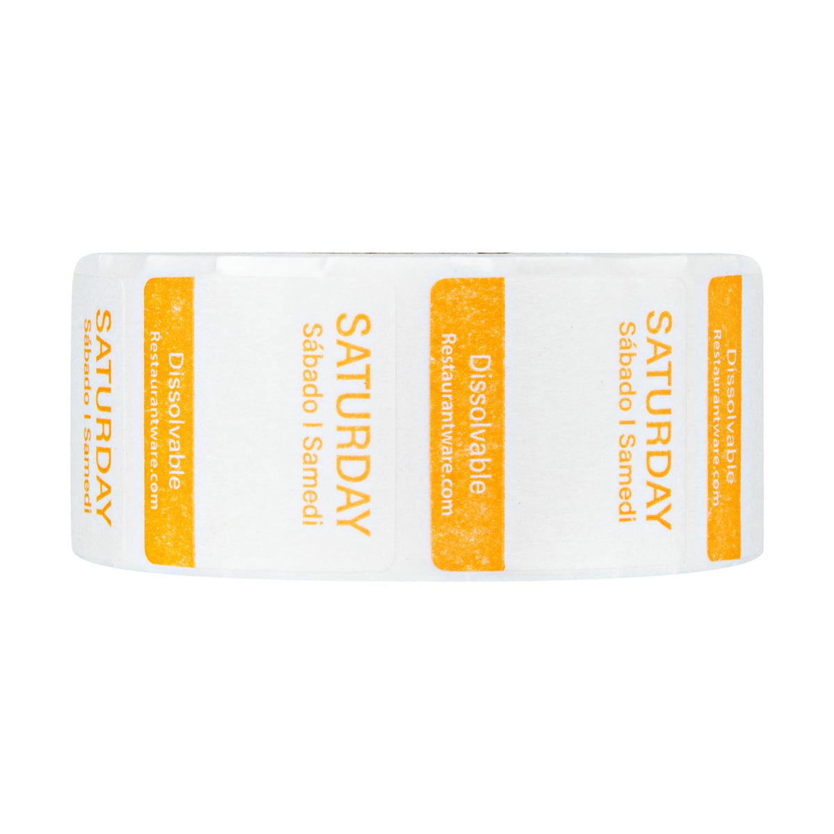 Restaurantware RW Smart 1 Inch x 1 Inch Food Rotation Labels 3500 Dissolvable Food Safety Labels - Premium Trilingual Paper Day Of The Week Labels For Food Storage Or Prep Weekly 7-Day