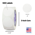ChromaLabel 2-inch round removable color code dot stickers on white background, inventory labels for organizing, 500 per roll