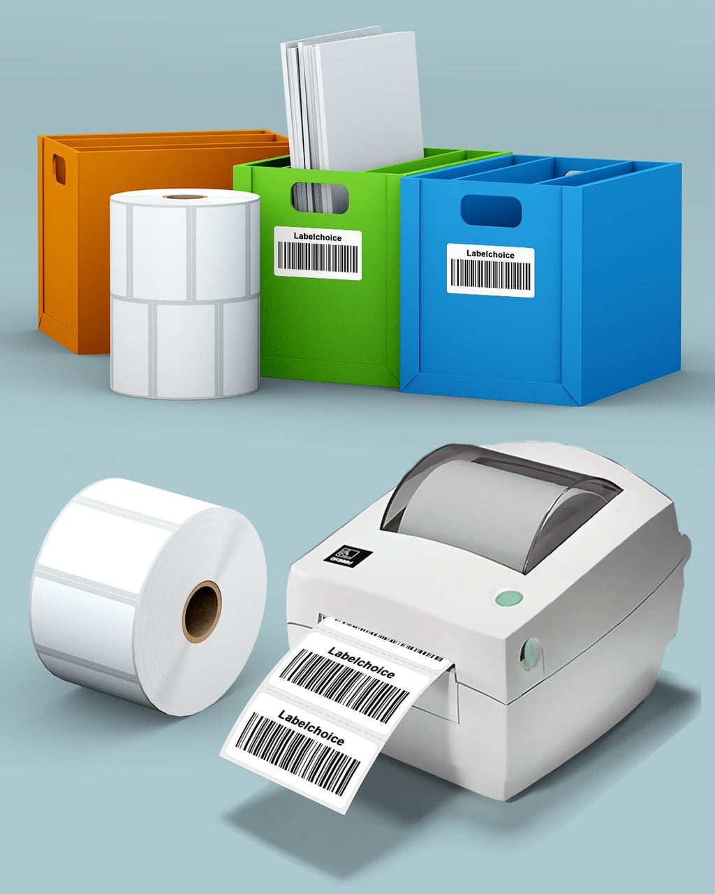 2.25" x 1.25" 3-Proof White Direct Thermal Labels for Zebra ZD410 ZD411 LP2824 ZD421 ZD420 GK420D, 12 Rolls 12000 Pcs 2-1/4x1-1/4 Barcode Return Address Labels Used with Rollo MUNBYN 2.25"x1.25"-12000 Labels