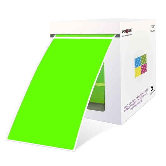 PARLAIM 3 x 5 inch Rectangle Sticker Labels, 250PCS Adhesive Color Coding Stickers for Moving Box Inventory Label, Fluorescent Green 1 Roll-250PCS
