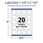 Avery TrueBlock Matte White Square Labels, Sure Feed Technology, 1.5" x 1.5", 1,000 Matte White Labels, Print-to-The-Edge, Laser/Inkjet Printable, Great for Packaging and Product Merchandising 1,000 labels