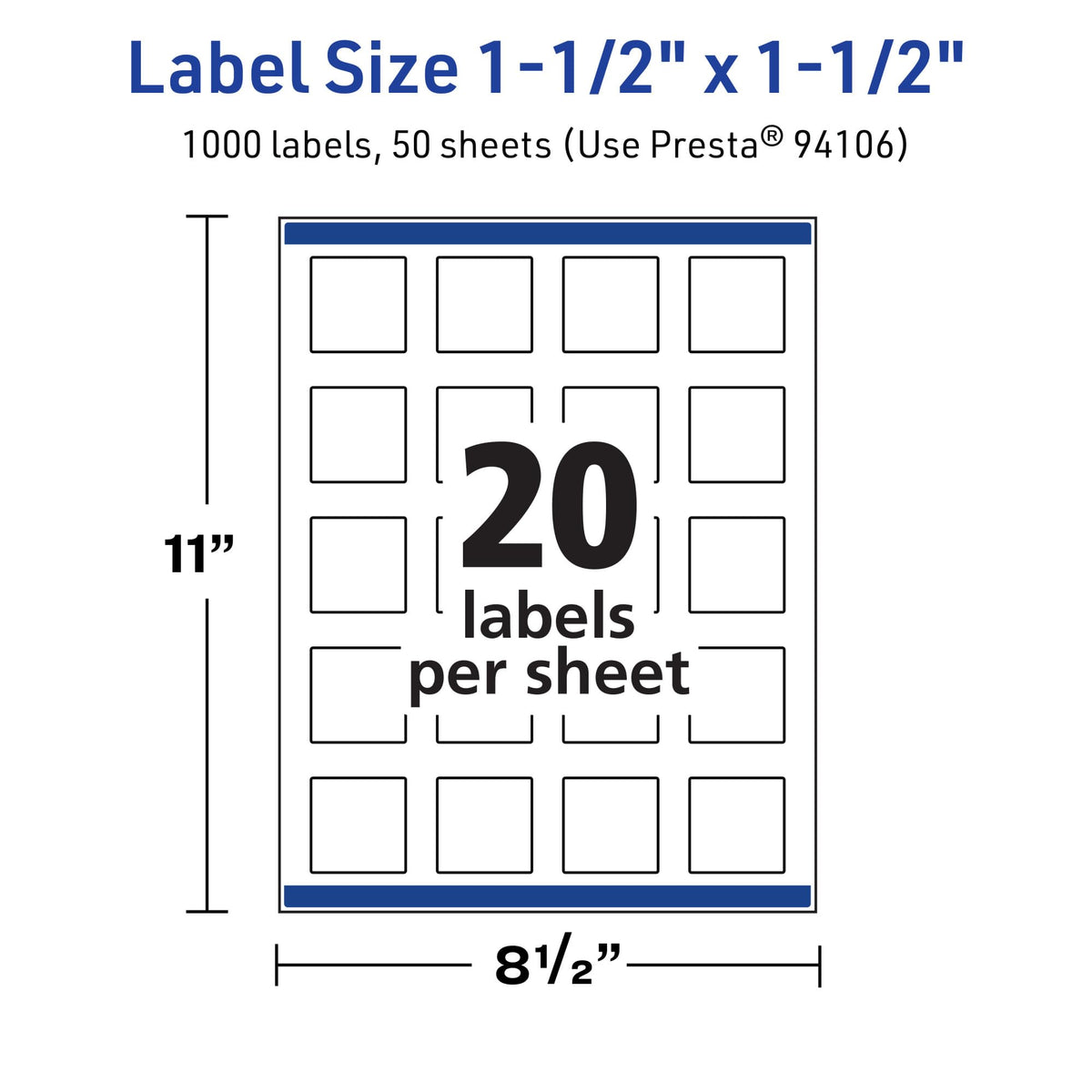 Avery TrueBlock Matte White Square Labels, Sure Feed Technology, 1.5" x 1.5", 1,000 Matte White Labels, Print-to-The-Edge, Laser/Inkjet Printable, Great for Packaging and Product Merchandising 1,000 labels